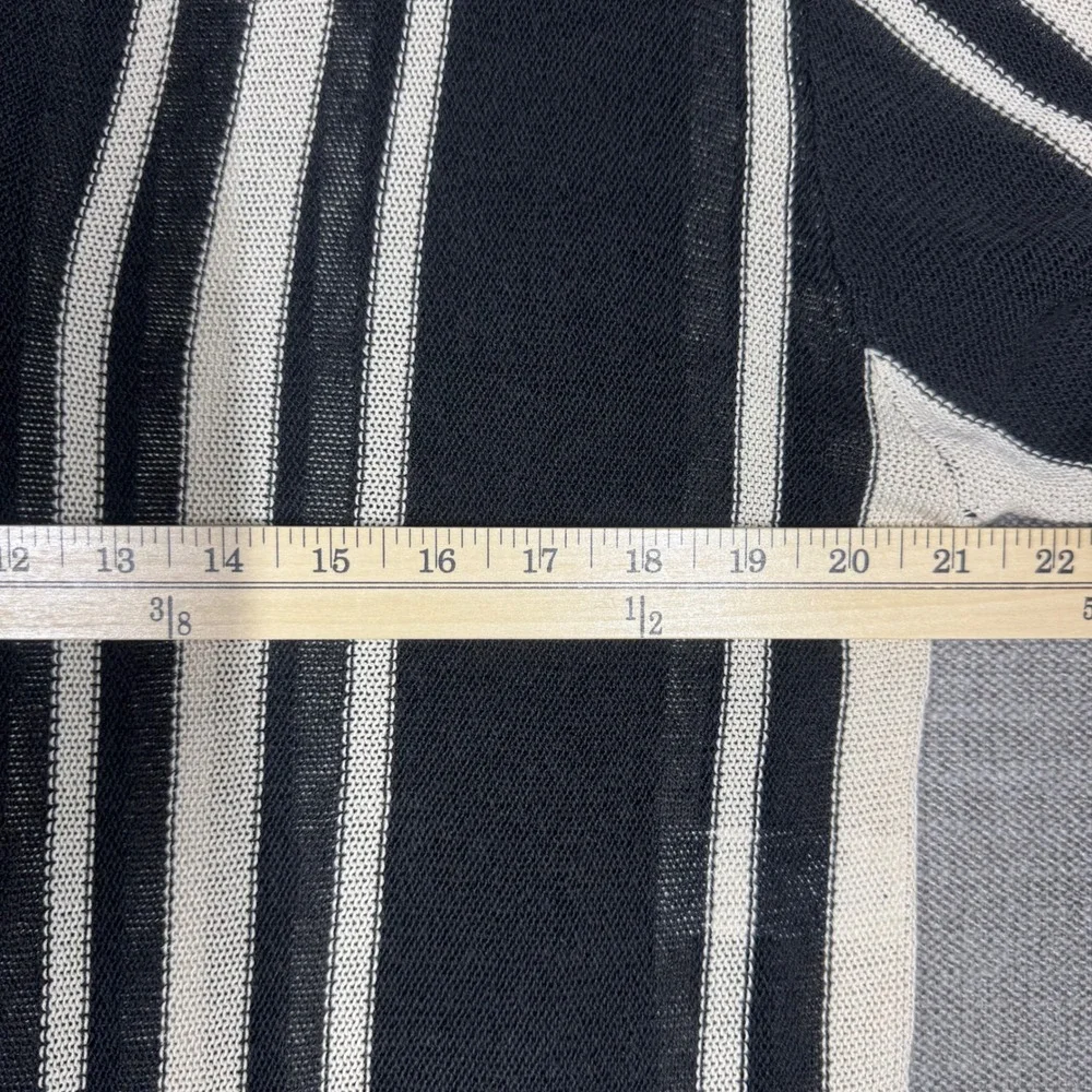 Zara Women Black Cream Striped Linen Blend Knit Tunic Coverup Top Medium Boho
